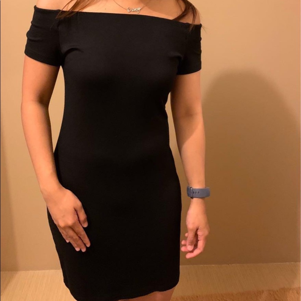 Black Off the Shoulder Mini Dress